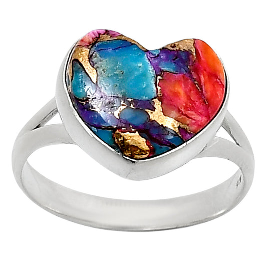 Heart Kingman Orange Dahlia Turquoise Ring size-10 R-1073 SDR248665