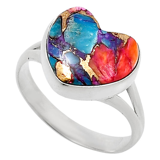 Heart Kingman Orange Dahlia Turquoise Ring size-10 R-1073 SDR248665