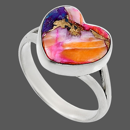 Heart Kingman Orange Dahlia Turquoise Ring size-10 R-1073 SDR248667