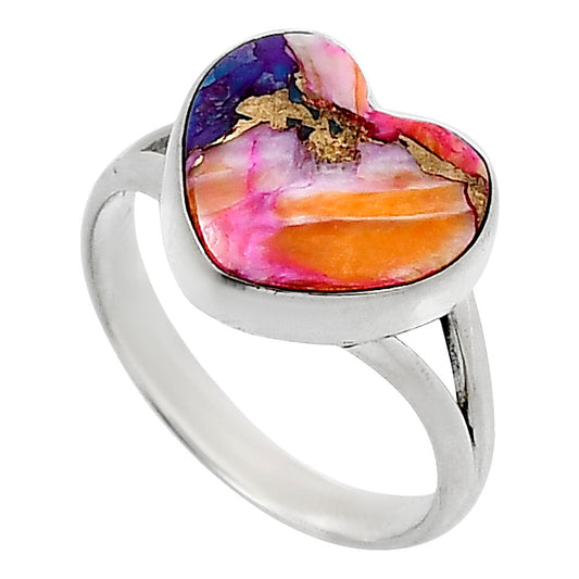 Heart Kingman Orange Dahlia Turquoise Ring size-10 R-1073 SDR248667