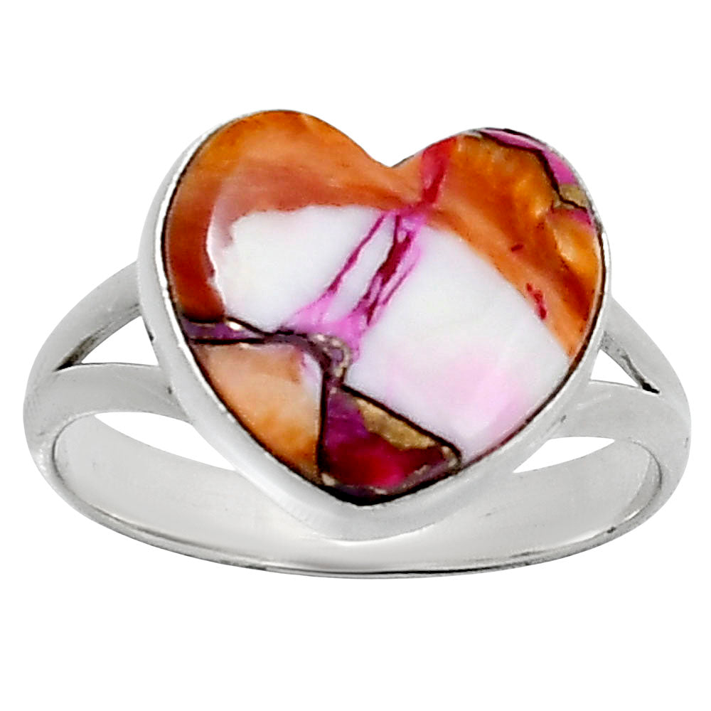 Heart Kingman Orange Dahlia Turquoise Ring size-10 R-1073 SDR248670