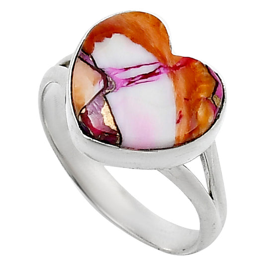 Heart Kingman Orange Dahlia Turquoise Ring size-10 R-1073 SDR248670