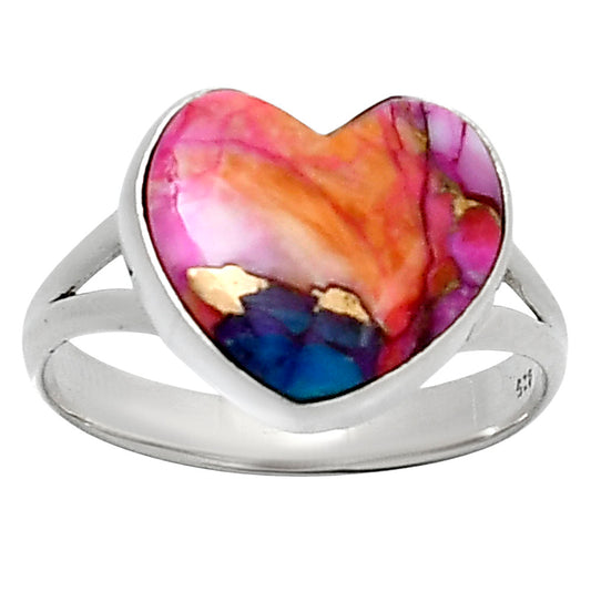 Heart Kingman Orange Dahlia Turquoise Ring size-10 R-1073 SDR248673