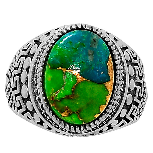 Blue Turquoise In Green Mohave - USA Ring size-8 R-1739 SDR248800
