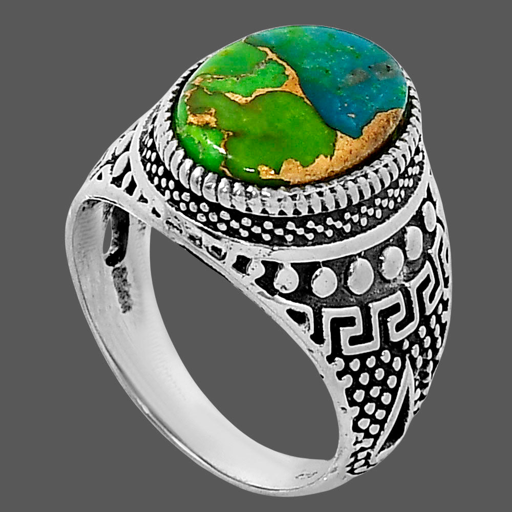 Blue Turquoise In Green Mohave - USA Ring size-8 R-1739 SDR248800