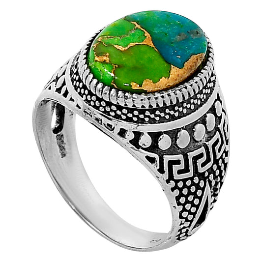 Blue Turquoise In Green Mohave - USA Ring size-8 R-1739 SDR248800