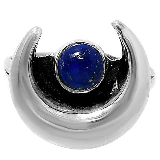 Crescent Moon - Natural Lapis Lazuli Ring size-6 R-1072 SDR248826