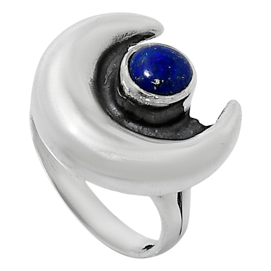 Crescent Moon - Natural Lapis Lazuli Ring size-6 R-1072 SDR248826