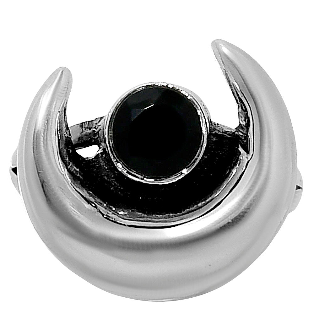 Crescent Moon - Natural Black Onyx Ring size-8 R-1072 SDR248856