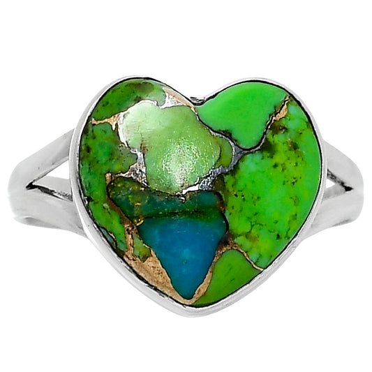 Heart Blue Turquoise In Green Mohave Ring size-9 R-1073 SDR248931