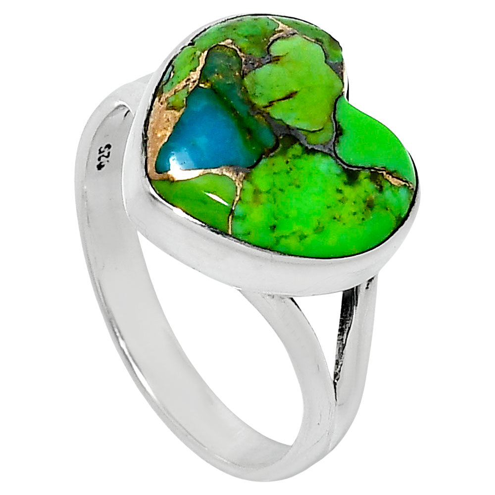 Heart Blue Turquoise In Green Mohave Ring size-9 R-1073 SDR248931