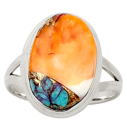 Kingman Orange Dahlia Turquoise Ring size-8 R-1008 SDR249042