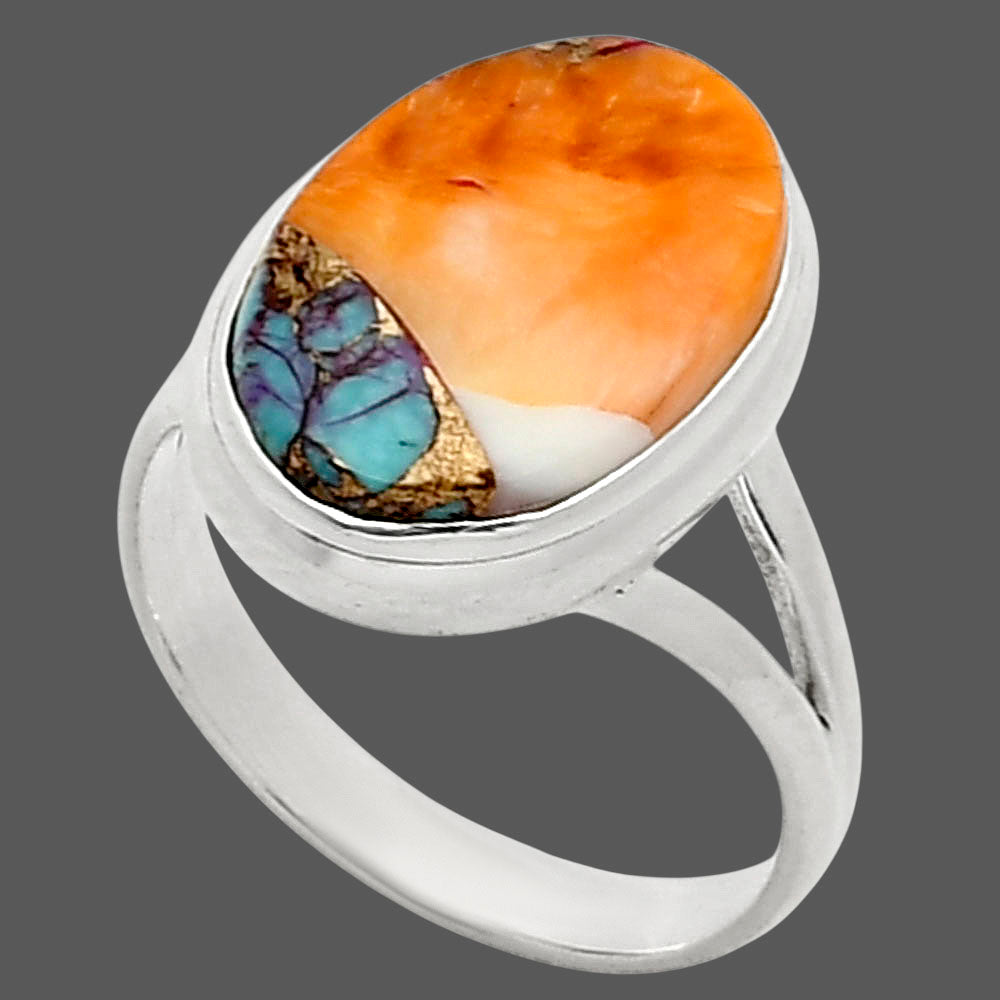 Kingman Orange Dahlia Turquoise Ring size-8 R-1008 SDR249042