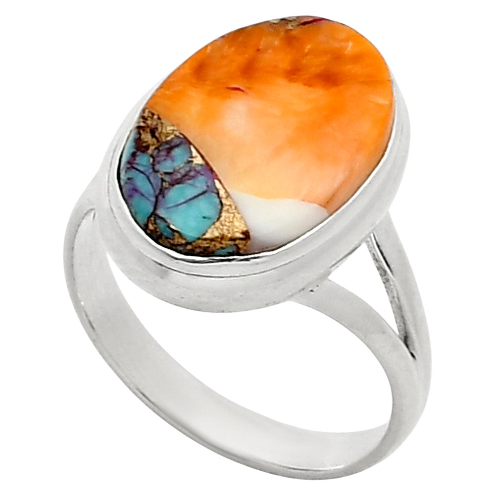 Kingman Orange Dahlia Turquoise Ring size-8 R-1008 SDR249042