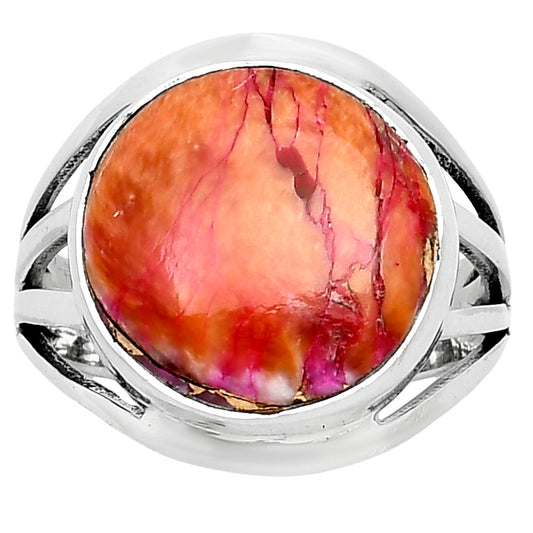 Kingman Orange Dahlia Turquoise Ring size-8 R-1219 SDR249086