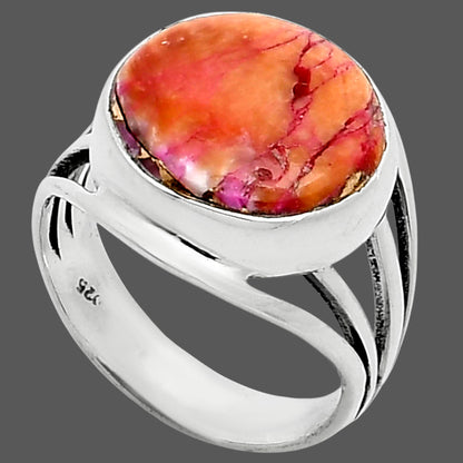 Kingman Orange Dahlia Turquoise Ring size-8 R-1219 SDR249086