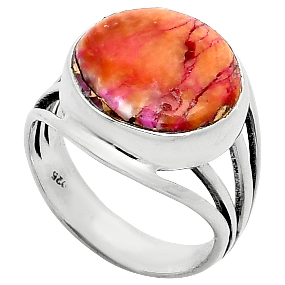 Kingman Orange Dahlia Turquoise Ring size-8 R-1219 SDR249086