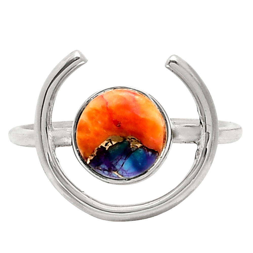 Kingman Orange Dahlia Turquoise Ring size-9 R-1036 SDR249265