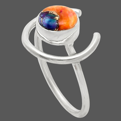 Kingman Orange Dahlia Turquoise Ring size-9 R-1036 SDR249265