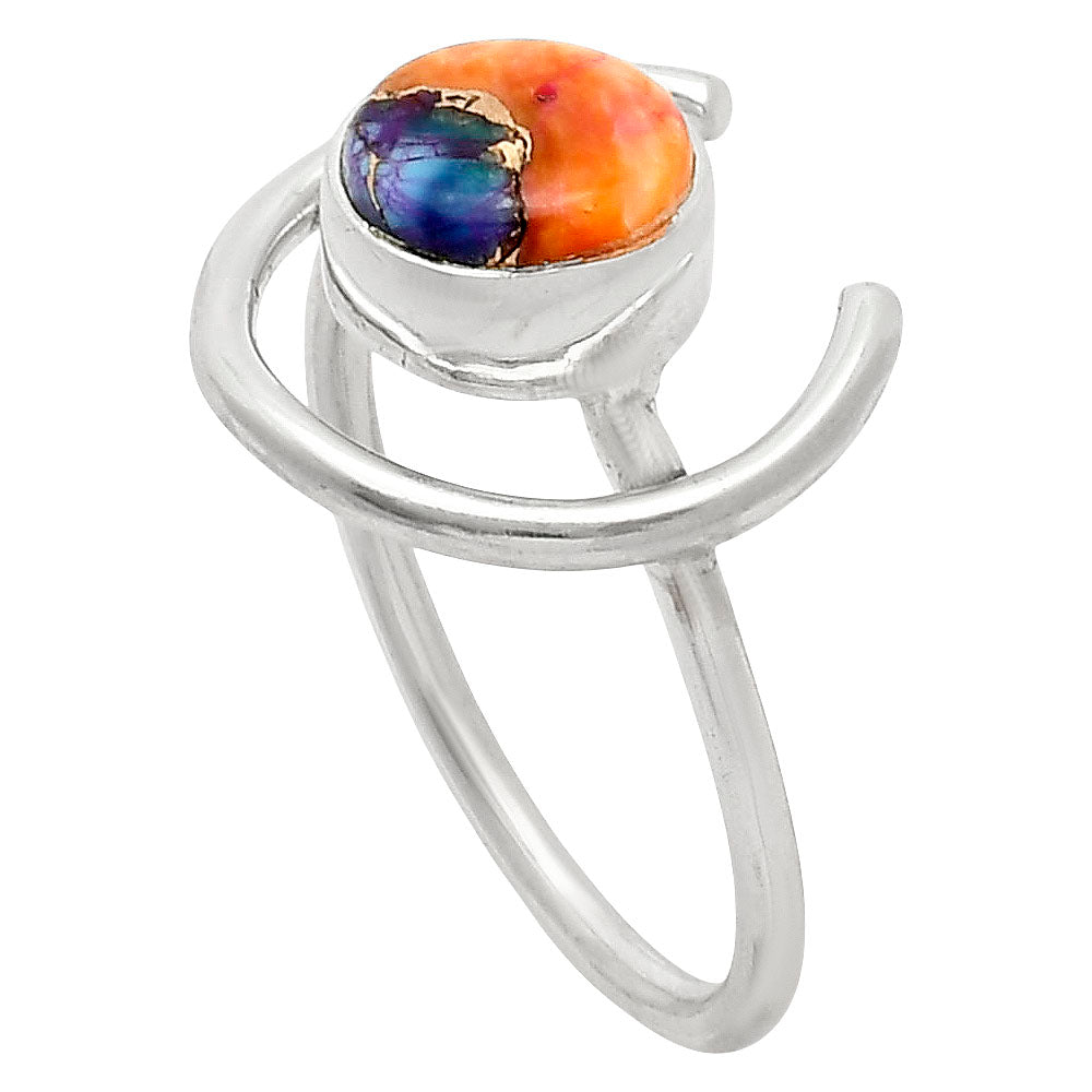 Kingman Orange Dahlia Turquoise Ring size-9 R-1036 SDR249265