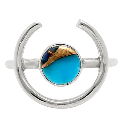 Shell In Black Blue Turquoise Ring size-7 R-1036 SDR249289