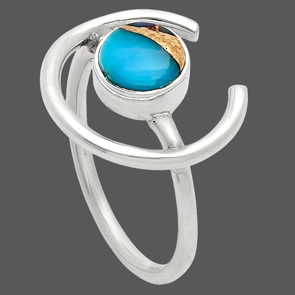 Shell In Black Blue Turquoise Ring size-7 R-1036 SDR249289