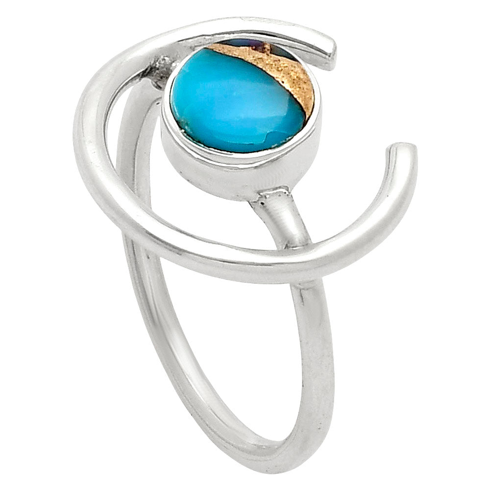 Shell In Black Blue Turquoise Ring size-7 R-1036 SDR249289