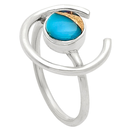 Shell In Black Blue Turquoise Ring size-7 R-1036 SDR249289
