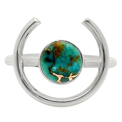 Kingman Copper Teal Turquoise Ring size-7 R-1036 SDR249296