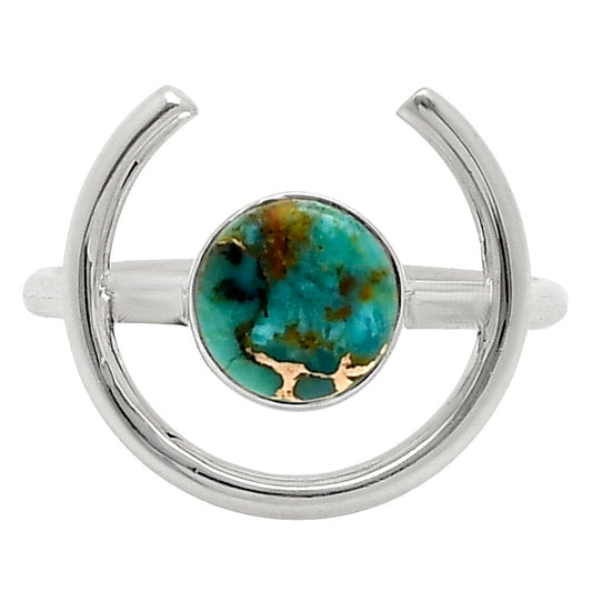 Kingman Copper Teal Turquoise Ring size-7 R-1036 SDR249296