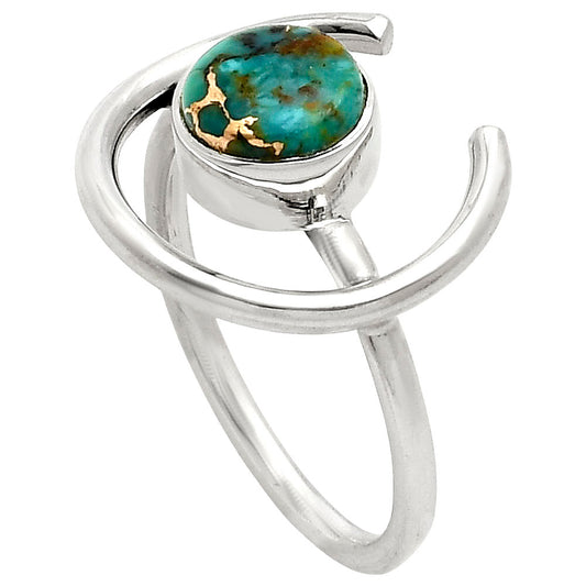 Kingman Copper Teal Turquoise Ring size-7 R-1036 SDR249296
