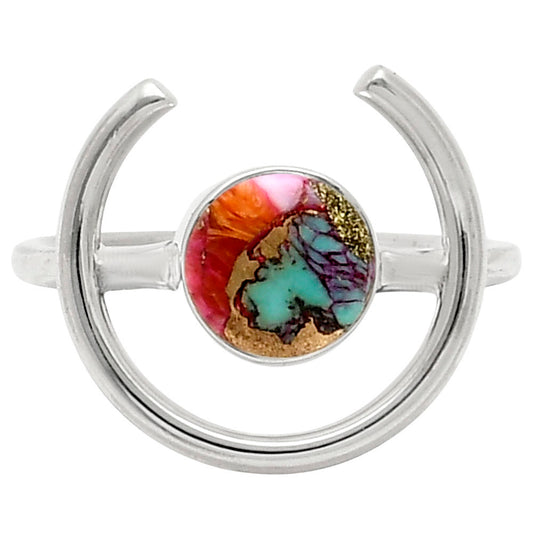 Kingman Orange Dahlia Turquoise Ring size-7 R-1036 SDR249301