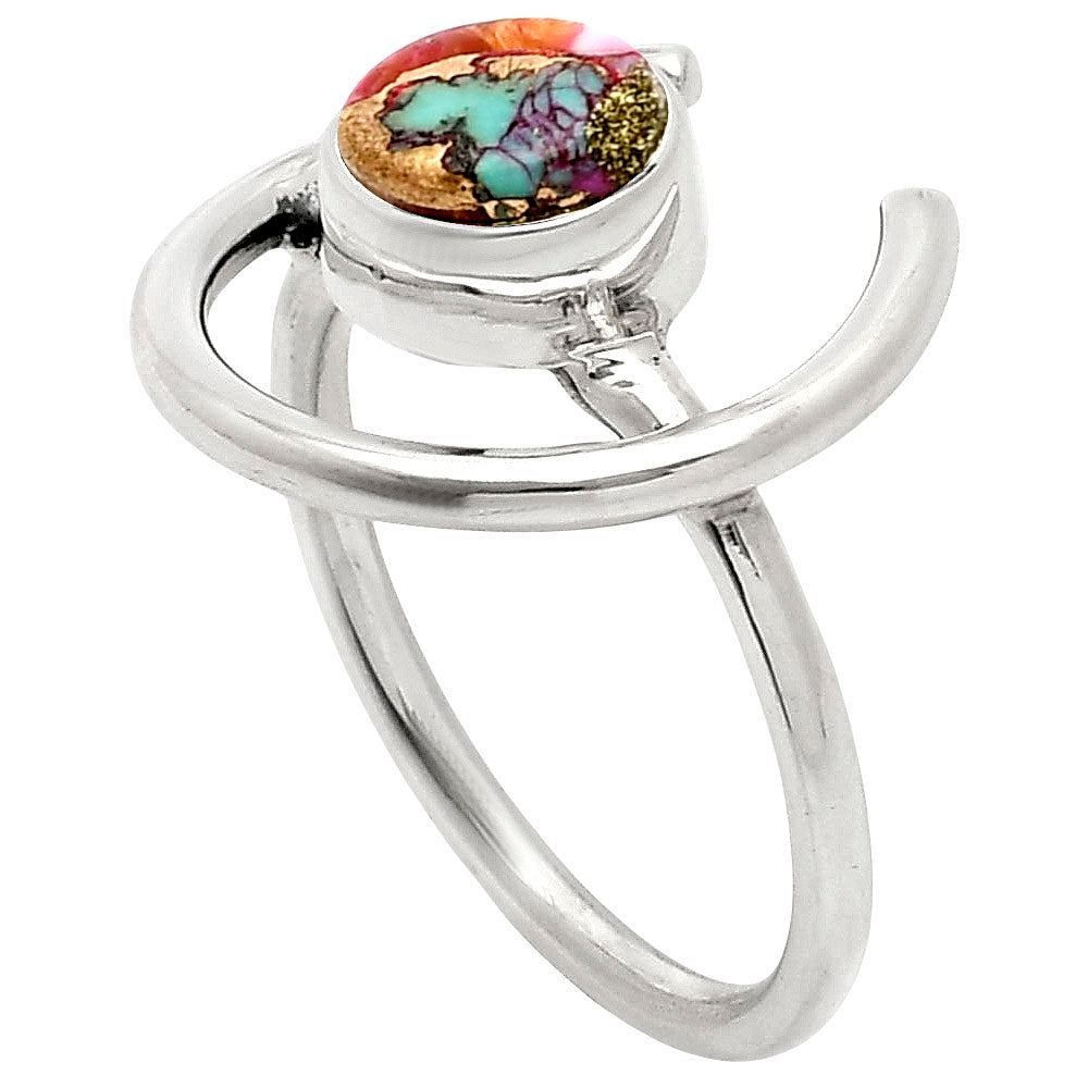 Kingman Orange Dahlia Turquoise Ring size-7 R-1036 SDR249301