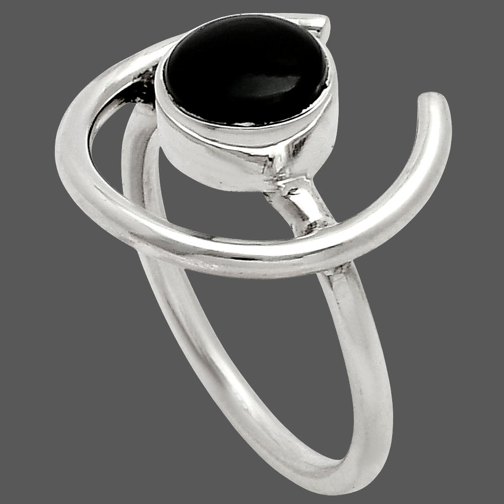 Natural Black Onyx - Brazil Ring size-6 R-1036 SDR249307