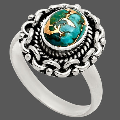 Kingman Copper Teal Turquoise Ring size-8 R-1667 SDR249318