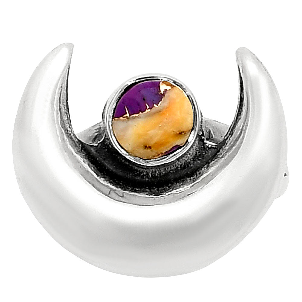 Crescent Moon Spiny Oyster Turquoise Ring size-8 R-1072 SDR249330