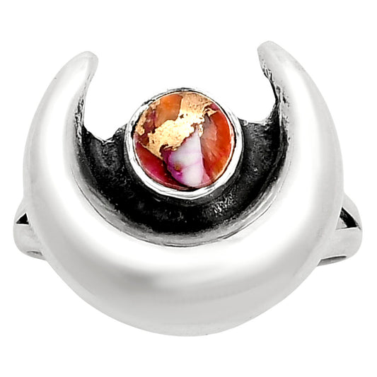 Crescent Moon Kingman Orange Dahlia Turquoise Ring size-9 R-1072 SDR249331