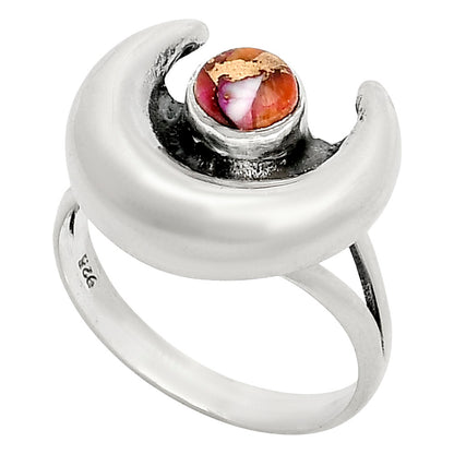 Crescent Moon Kingman Orange Dahlia Turquoise Ring size-9 R-1072 SDR249331