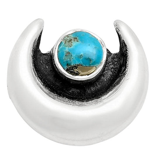 Crescent Moon Kingman Turquoise With Pyrite Ring size-6 R-1072 SDR249333