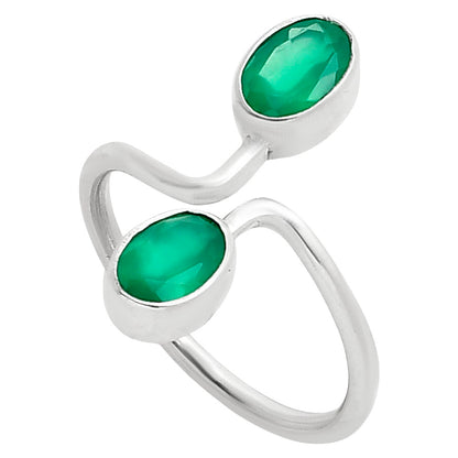 Adjustable - Natural Green Onyx Ring size-7 R-1587 SDR249349