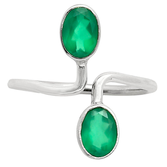 Adjustable - Natural Green Onyx Ring size-6 R-1587 SDR249350