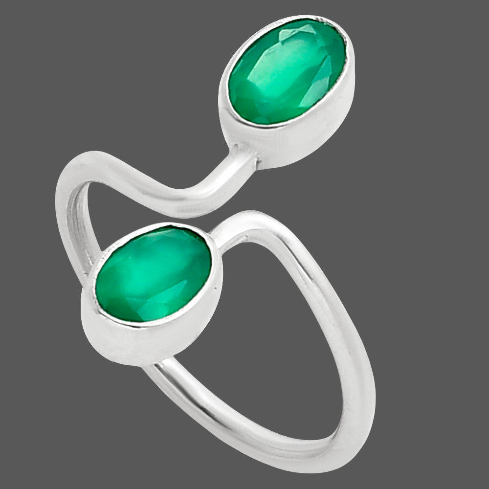 Adjustable - Natural Green Onyx Ring size-6 R-1587 SDR249350