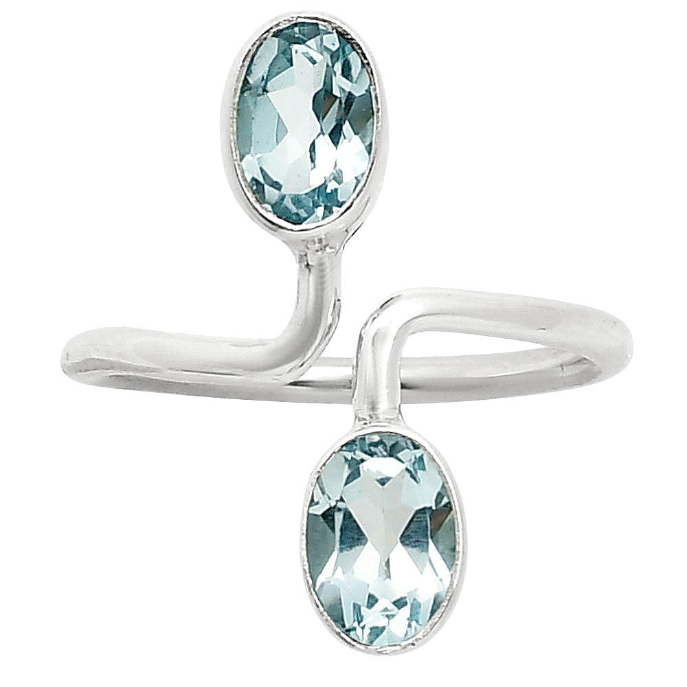 Adjustable - Natural Sky Blue Topaz Ring size-8 R-1587 SDR249356
