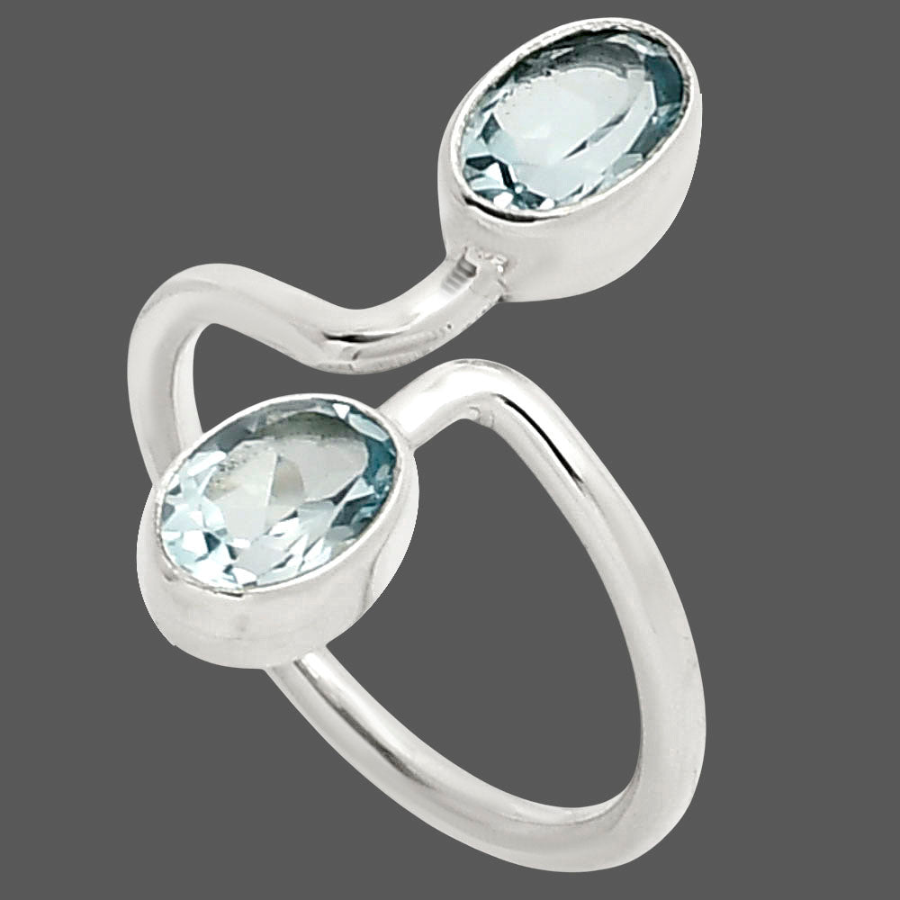 Adjustable - Natural Sky Blue Topaz Ring size-8 R-1587 SDR249356