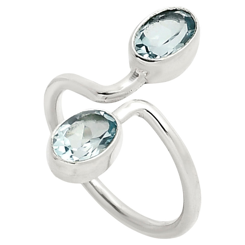Adjustable - Natural Sky Blue Topaz Ring size-8 R-1587 SDR249356
