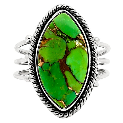 Blue Turquoise In Green Mohave - USA Ring size-7 R-1010 SDR249409