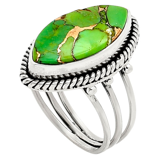 Blue Turquoise In Green Mohave - USA Ring size-7 R-1010 SDR249409