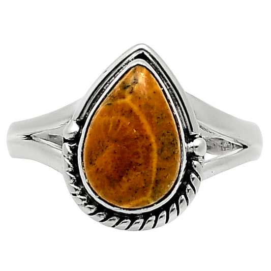 Natural Flower Fossil Coral Ring size-9 R-1153 SDR249657