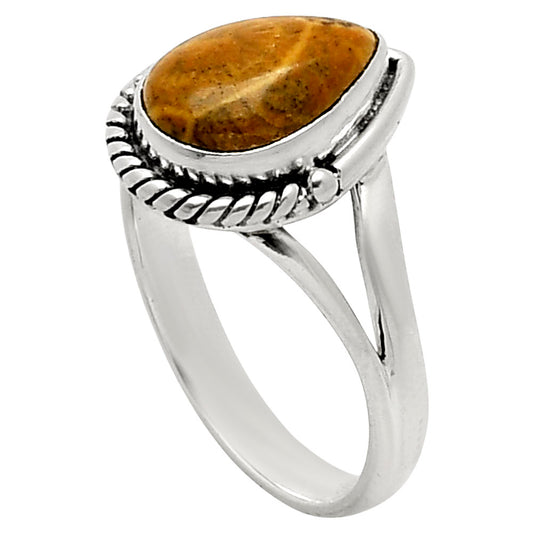 Natural Flower Fossil Coral Ring size-9 R-1153 SDR249657