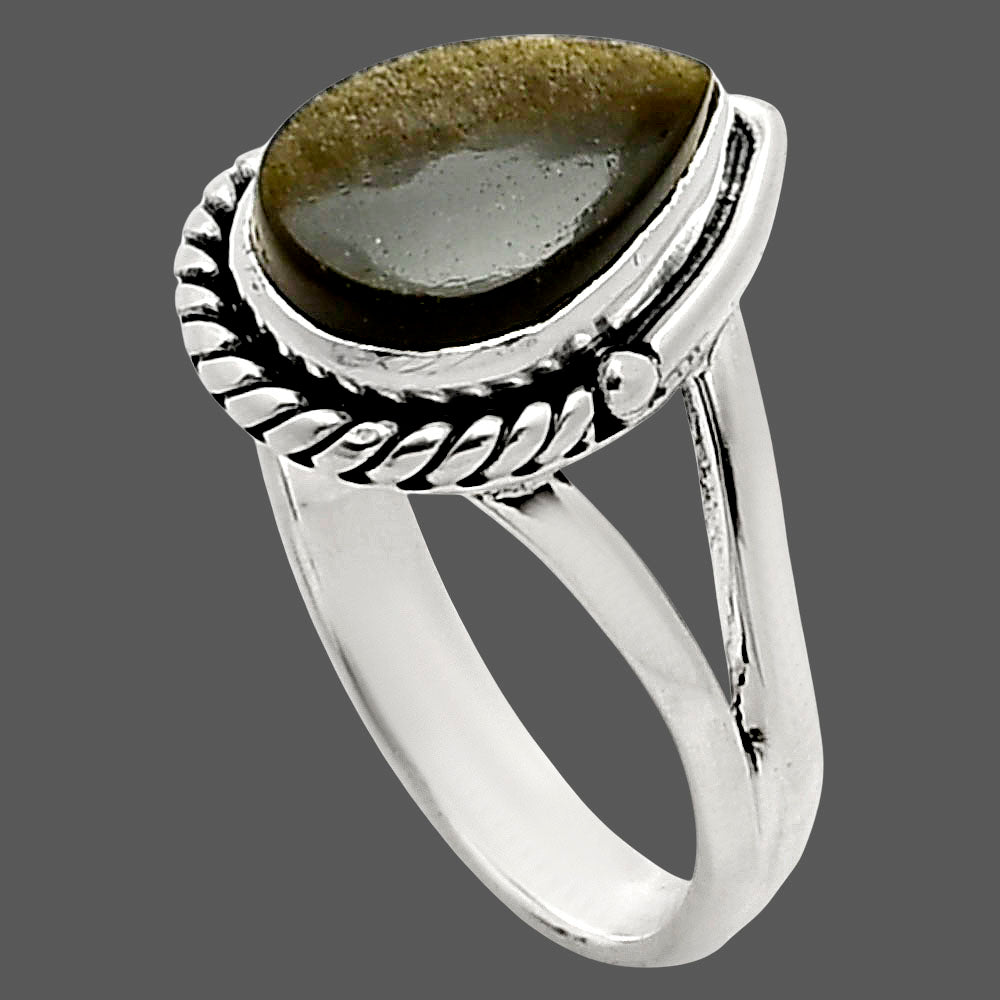 Natural Silver Obsidian Ring size-7 R-1153 SDR249722